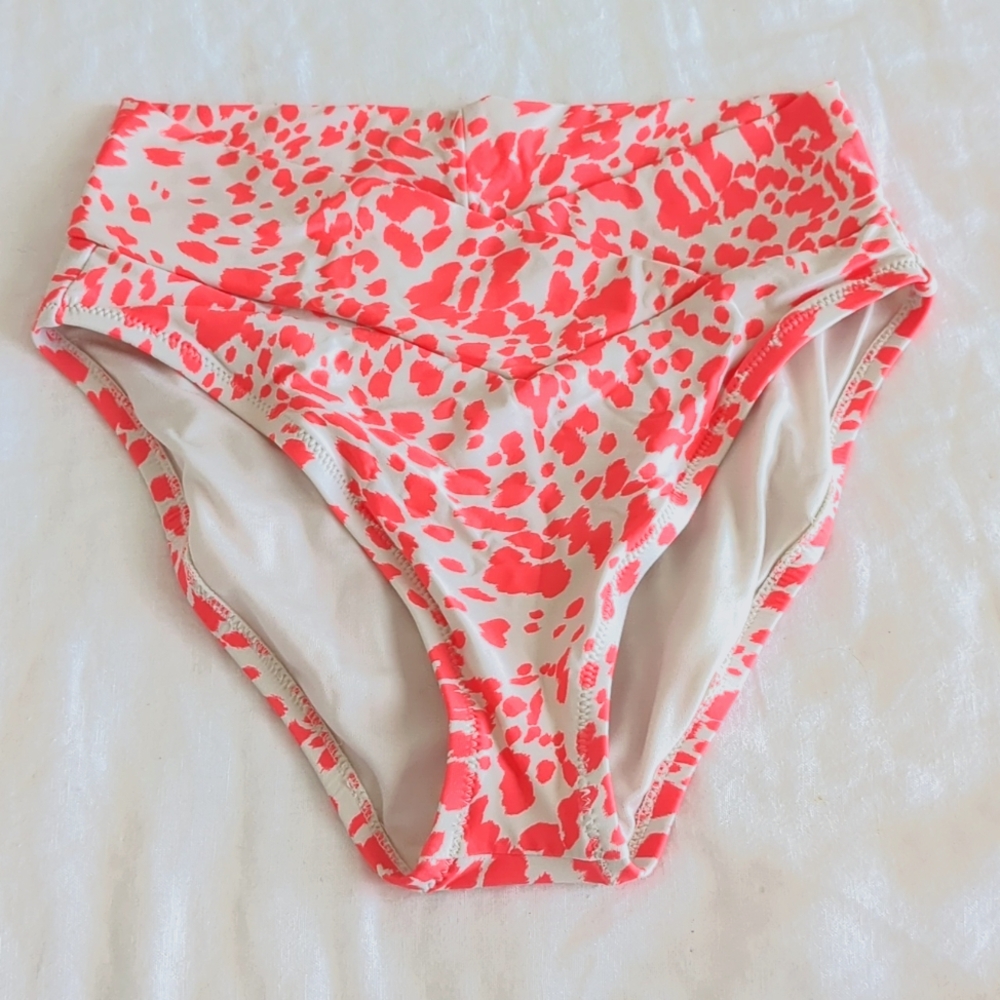 Gap high rise bikini bottom leopard Cheetah print neon red xs
